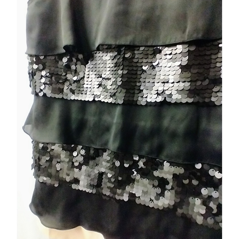 NWOT Vera Wang Nude Black Matt Sequin Ruffled Sleeveless Tank Top sz XL - Picture 2 of 4